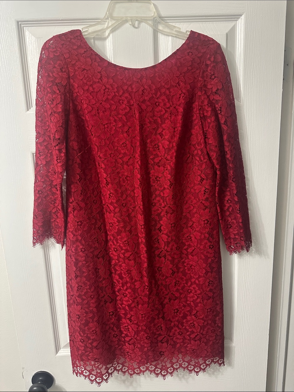 Shoshanna Red Lace Long-Sleeve Sheath Dress